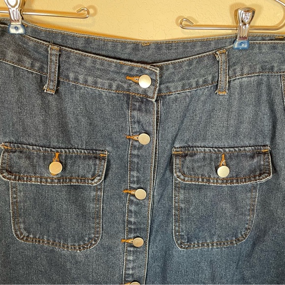 Shein Denim Button-Front Skirt - Picture 3 of 7